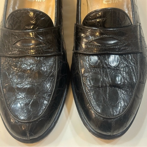 Salvatore Ferragamo Black Alligator Leather Shoes Size 8.5 D Made in Italy main image 15
